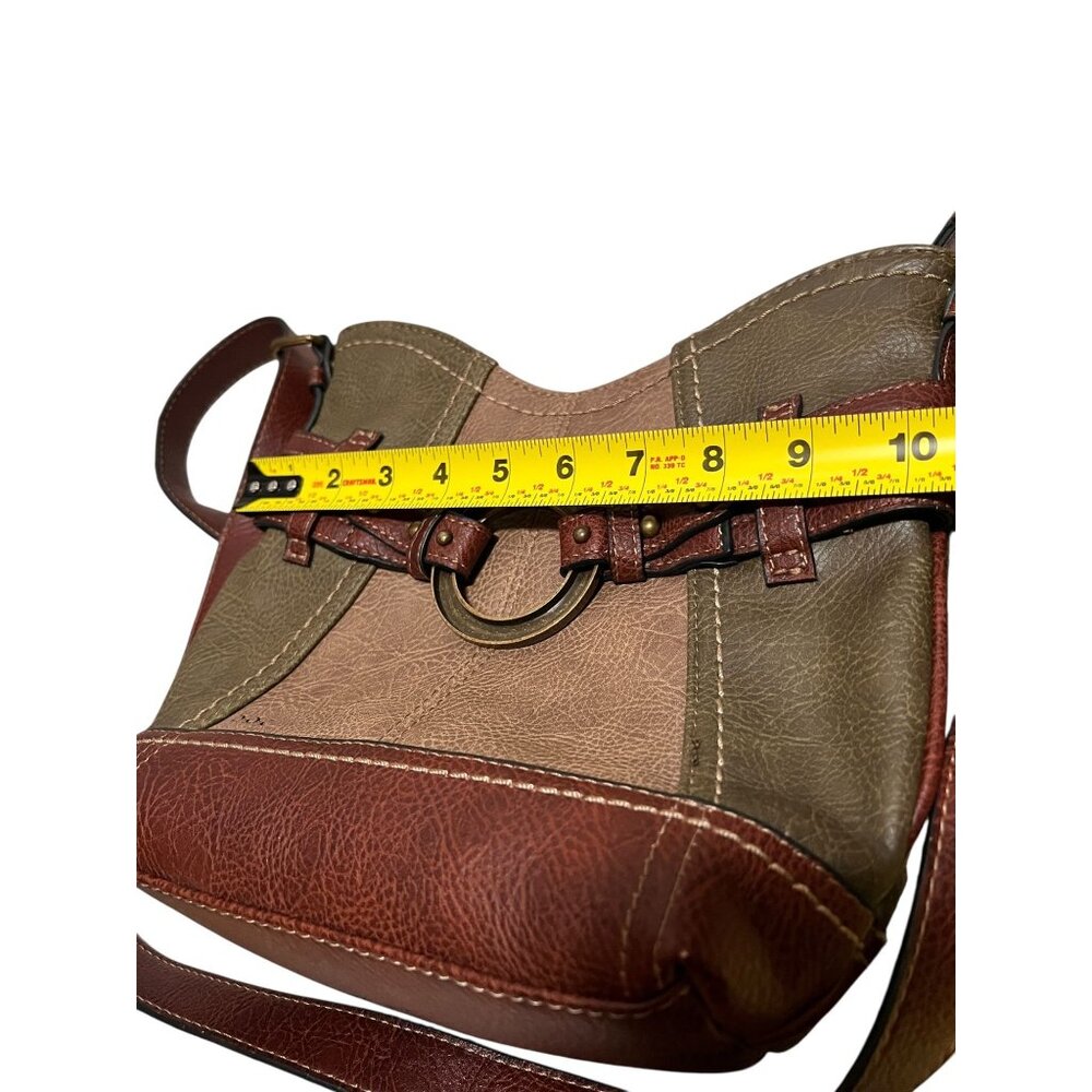 B.O.C Womens Two-Tone Faux Leather Crossbody Bag Purse With Adjustable Strap - Picture 11 of 13